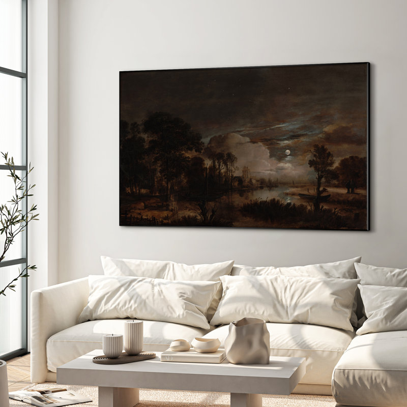 Très grand art mural imprimé sur toile - Paysage rétro pour maison rustique, décoration pour salon ou chambre à coucher - «Assemblage requis du cadre (cadre non fini)»