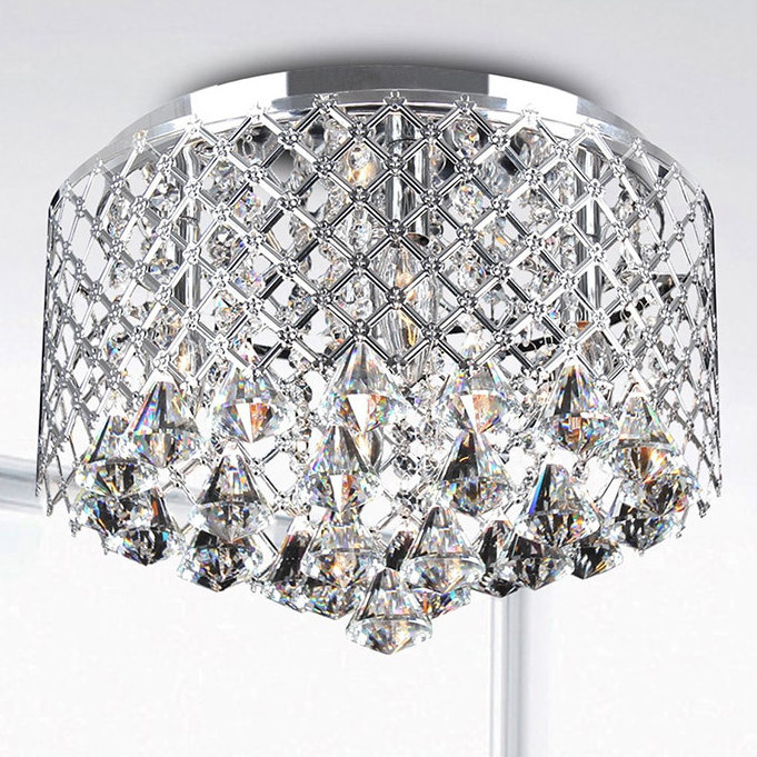 Roxana 4 - Light 13.6" Chrome Chandelier Style Drum Flush Mount