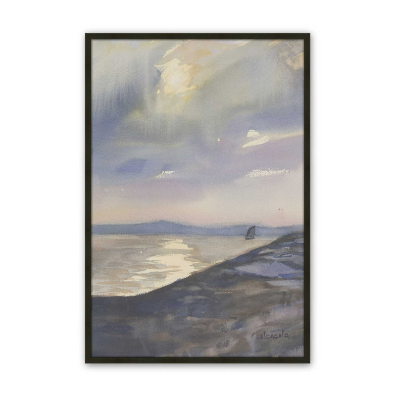 «Evening Sail» par Stephen Calcasola, reproduction d'art sur toile, H 30 po x l 20 po, Noir