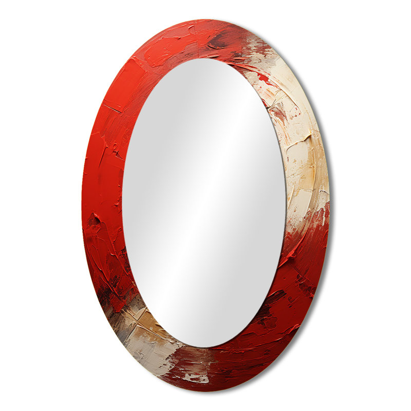 Miroir mural moderne rouge et or, 36 po x 24 po