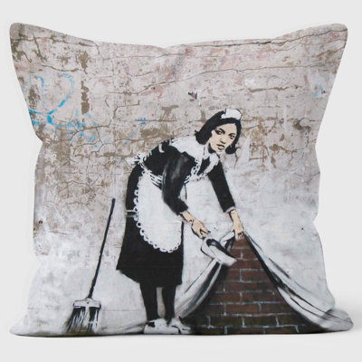 Maid Banksy Inspired Graffiti Art Cushion