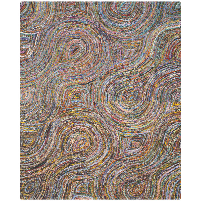 Hanningt Hand Tufted Cotton Abstract Rug, Rectangle 8' x 10'