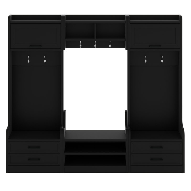 4-In-1 Detachable Hall Tree With Storage And Hooks, Multiple Functions Hallway Coat Rack With Storage Drawers And Cabinet, Shoe Bench For Entryway Hallway