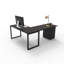 The City, bureau en L moderne pour le bureau et la maison, plateau espresso avec cadre noir-92634379