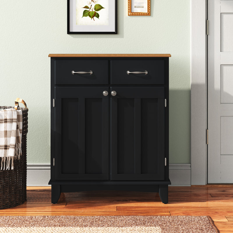 Presswood Solid Wood Accent Cabinet, Black/Brown