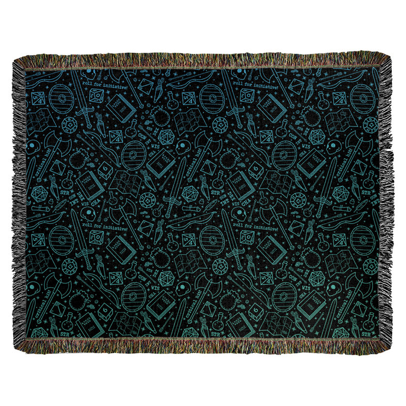 Couverture en coton tissé Katelyn Elizabeth, l 37 po x L 52 po, Bleu foncé / vert