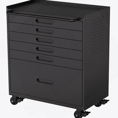 Coffre à outils roulant de 34,3 pouces avec 6 tiroirs pour les petites pièces efficaces et l'organisation des outils.