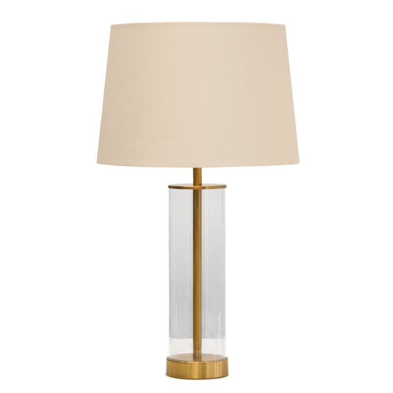 Albesa 57cm Cylinder Clear Glass Gold Metal Table Lamp