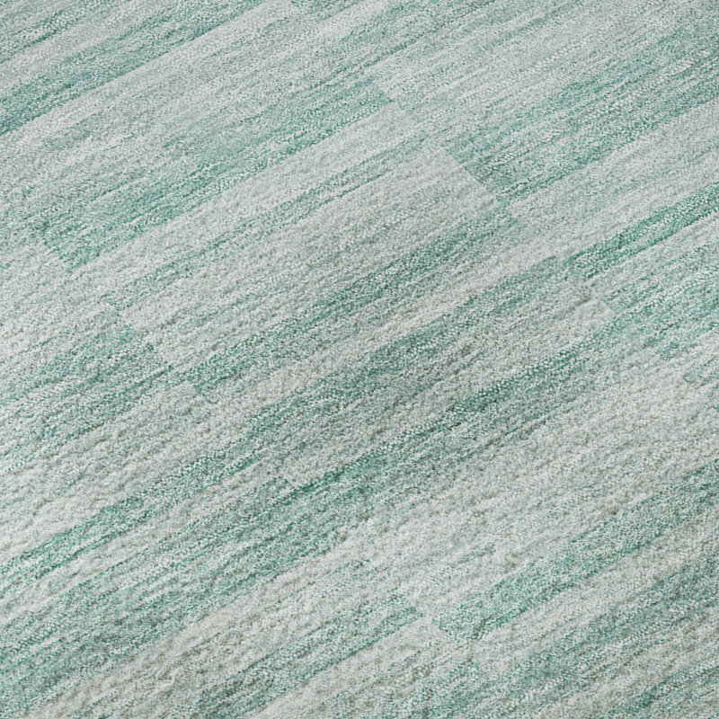 Tapis turquoise Prisco lavable à la machine de qualité supérieure, Rectangulaire 8 pi x 10 pi
