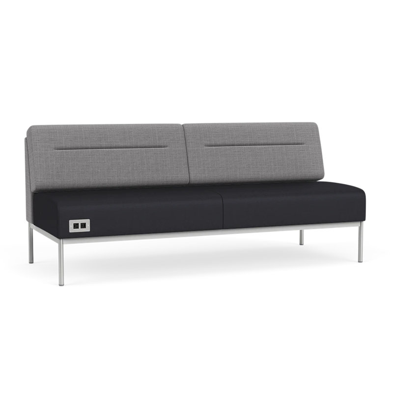 Canapé Darsey, Avec alimentation, Gris chambray; noir Patriot Plus, Argent argent