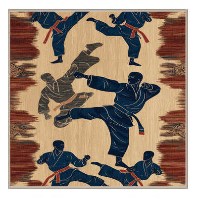 Washable Taekwondo Sports Area Rug