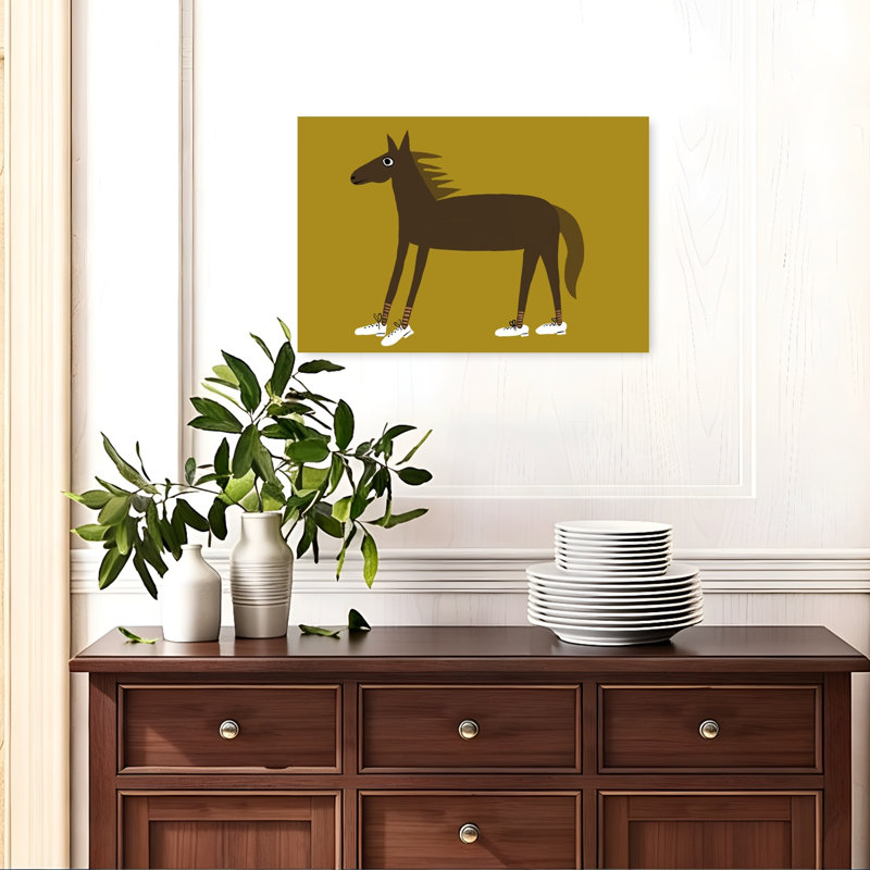 Cheval en espadrilles, art mural minimaliste moderne