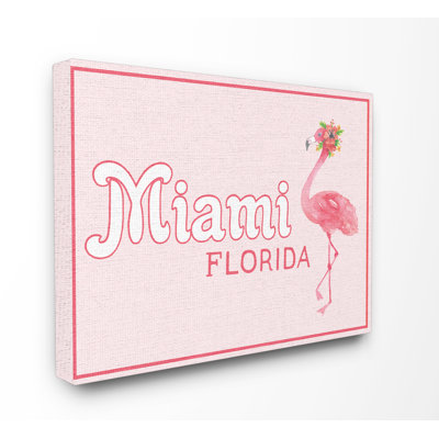 Impression d’art textuel, "miami florida flamant rose" par daphne polselli