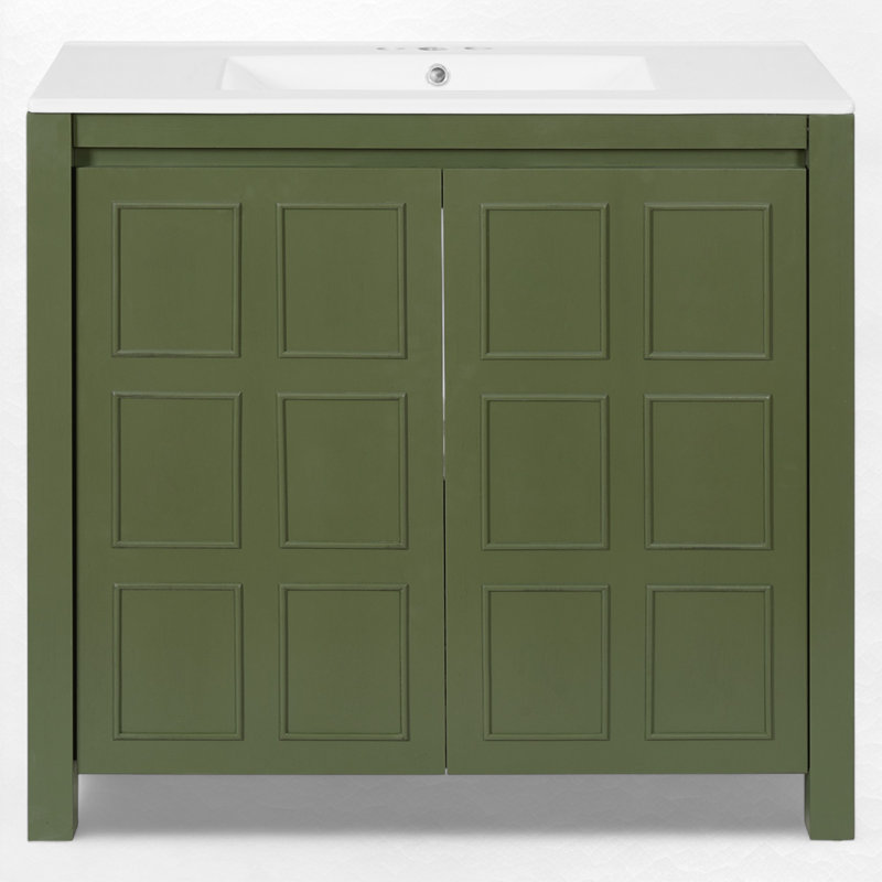 Ensemble de meuble-lavabo simple 36 po, Vert olive