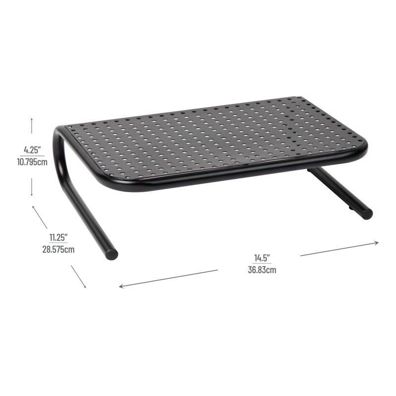  Monitor Stand, Ventilated Laptop Riser, Desktop Organizer, Office, Metal, 14.5"L x 11.25"W x 4.25"H
