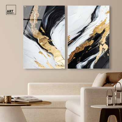 Dynamic Fracture Acrylic Print Framed Wall Art Set By Art Remedy, Ready To Hang, 36 x 54