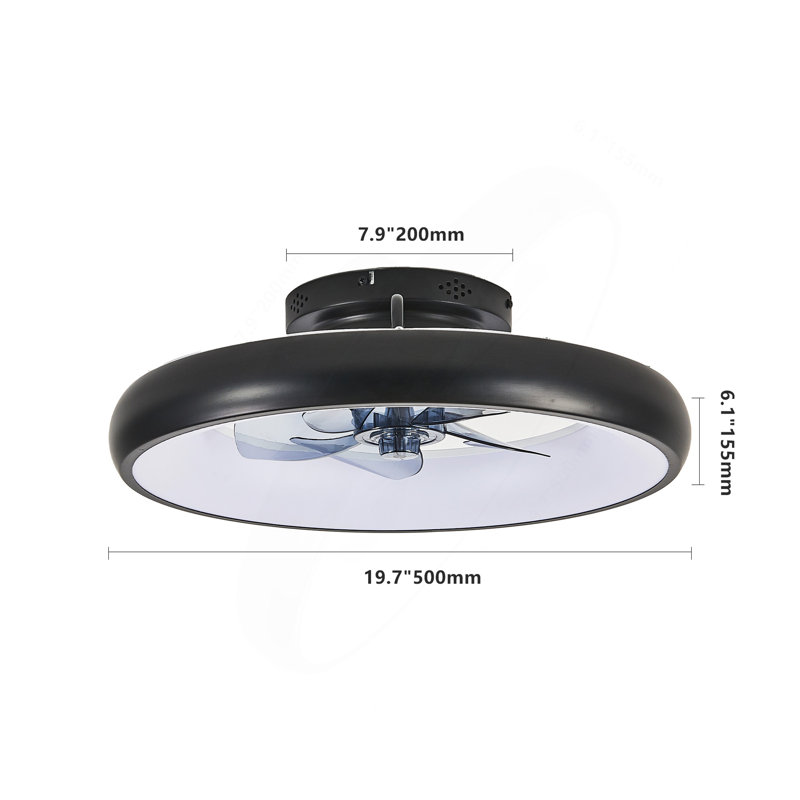20" Black LED Ceiling Fan Light – Dimmable & Adjustable Color Temperature