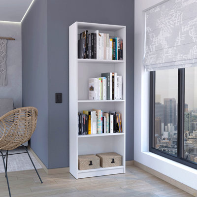 Bibliothèque maison avec présentoir moderne à 4 tablettes pour livres et décoration