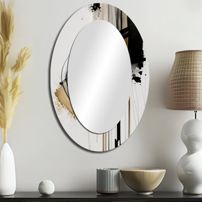 Miroir mural moderne noir, blanc et doré Expression I