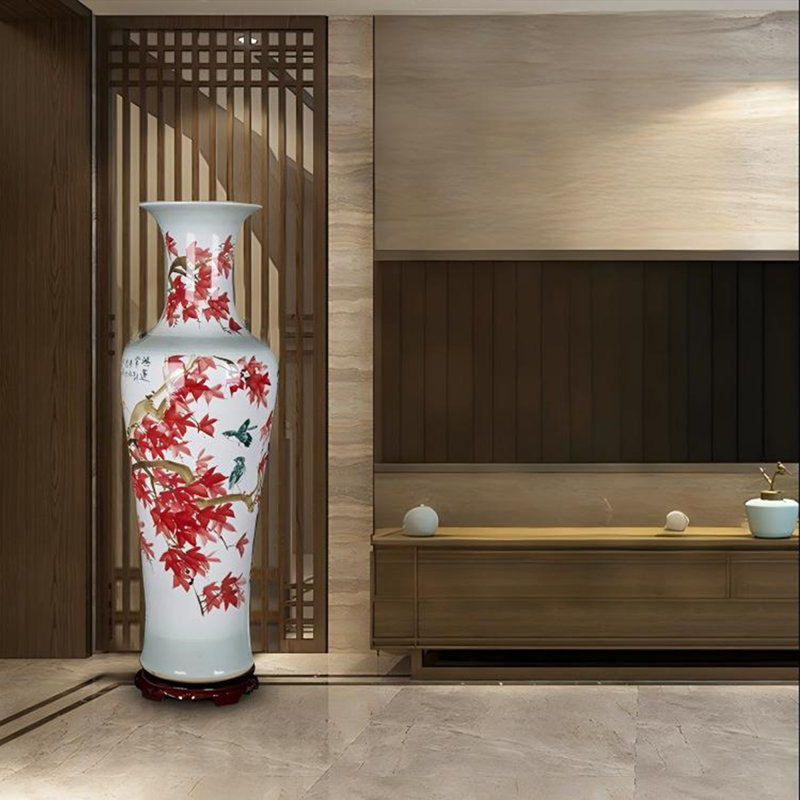 Grand vase décoratif en céramique sur pied 59,06 "peint à la main Jingdezhen, H 59,06 po x l 18,5 po x P 18,5 po