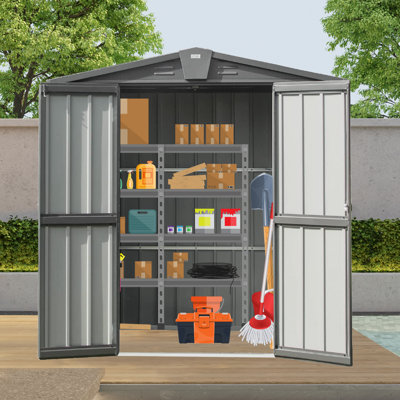 6 ft. x 4 ft. Dark Gray Metal Shed with Gable Roof