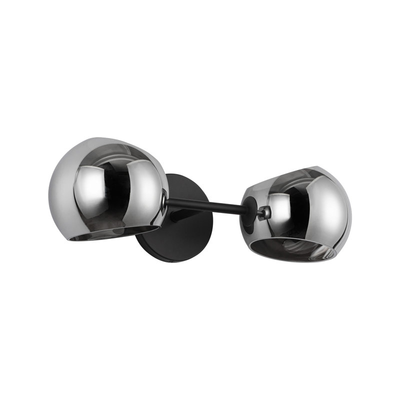 Éclairage pour meuble-lavabo Willow, Noir mat, 2, Verre massif fumé