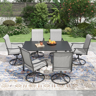 6 - Person Rectangular Steel Outdoor Dining Set