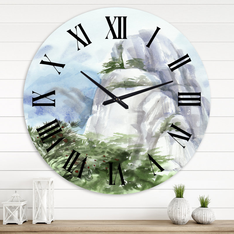 Mountain Top In The Clouds - Traditional Wall Clock, Extra Small