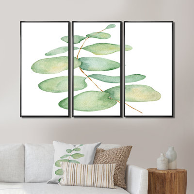 " Eucalyptus Branch On White III " 3 - Pieces