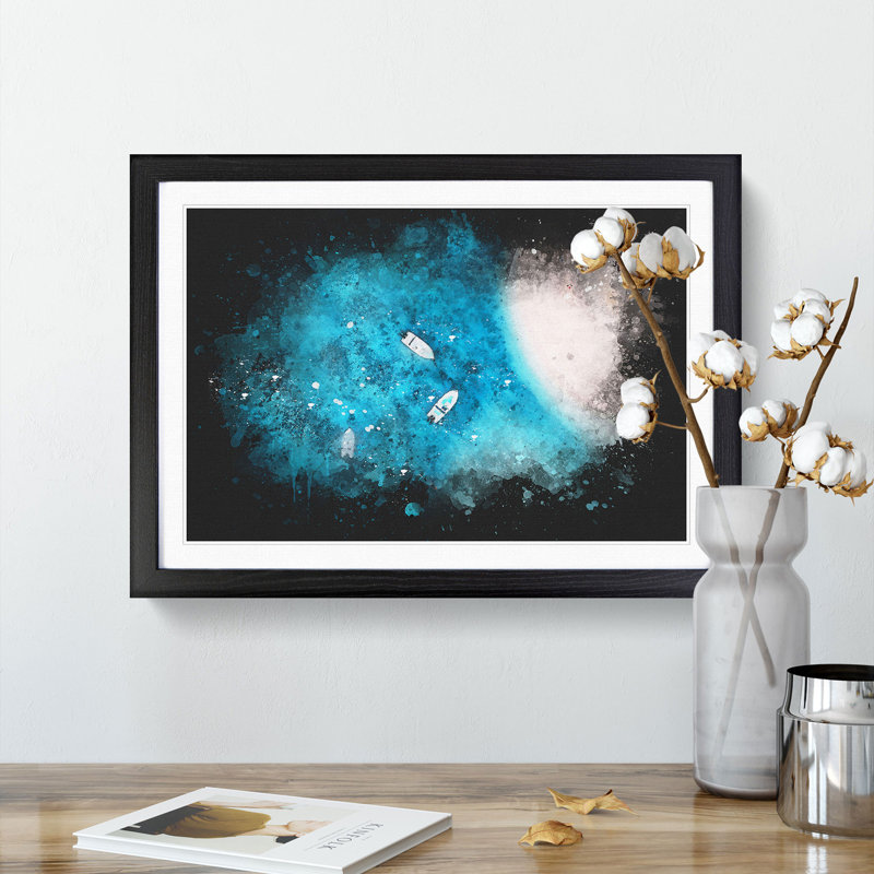 Boats - Picture Frame Painting Print, 45cm H x 63cm W x 2cm D, Black Framed