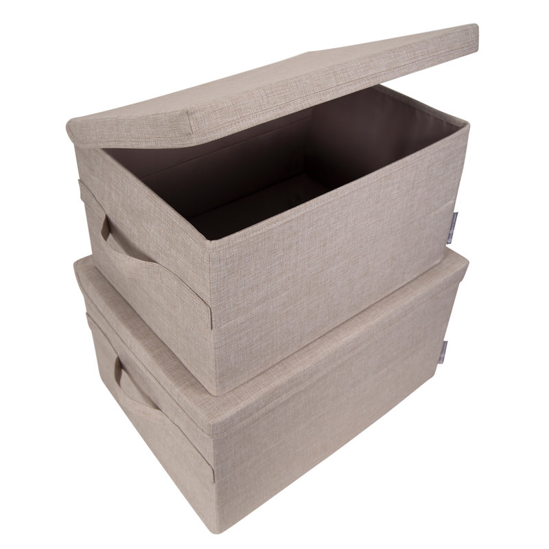 Soft Storage Fabric Box, 9.8" H x 17.7" W x 13.4" D, Beige