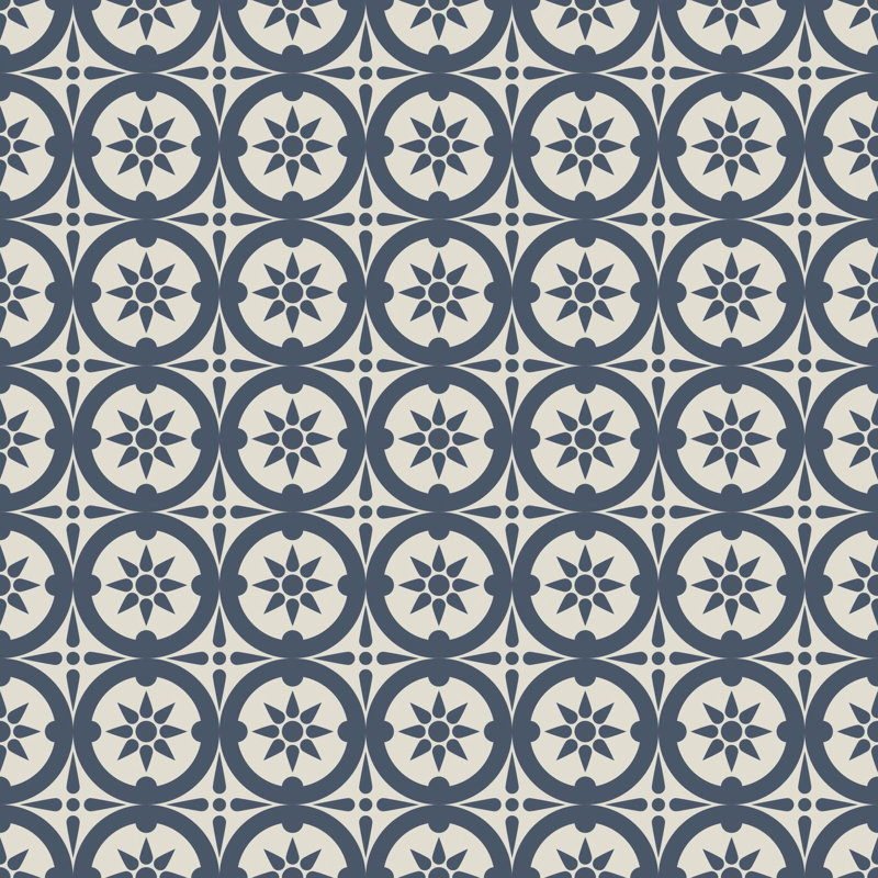 Medallion - Wallpaper, Blue, Faux Grasscloth, Non-Pasted