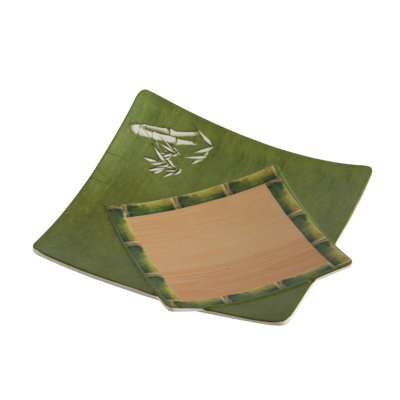 Bamboo Style Square Melamine Dinner Plate