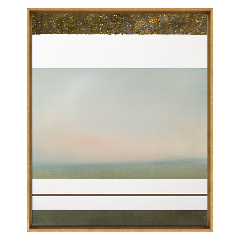 "Found 2" par Lesley Frenz - peinture sur toile avec cadre flottant, H 50 po x l 40 po x P 2 po, Or