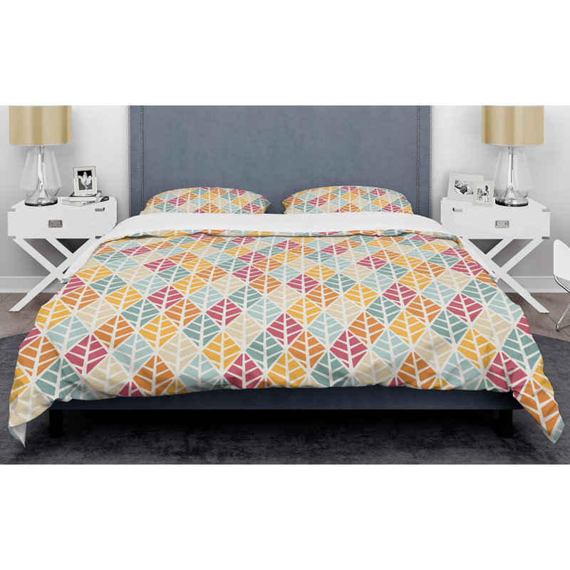 Diamond Retro X - Ensemble de housse de couette à motif abstrait rétro - Microfibre de polyester