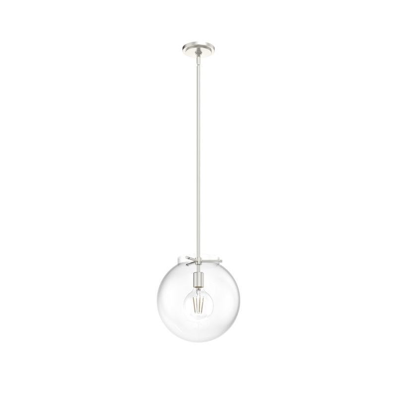 Sacha Brushed Nickel Globe Pendant Light with Clear Glass
