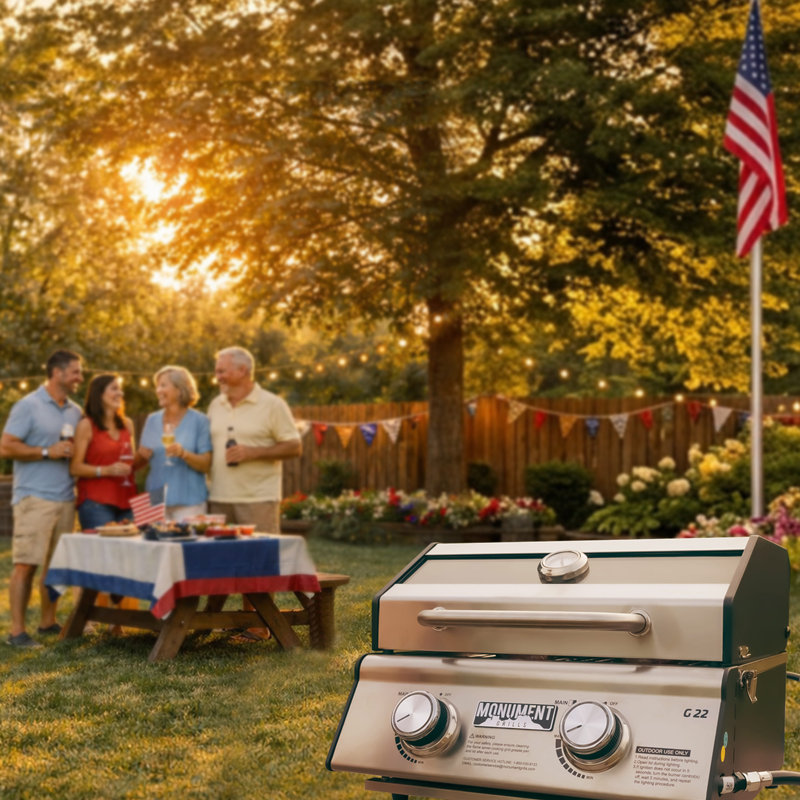 Monument Grills, Clearview 2 - Burner Portable Stainless Liquid Propane 15000 BTU Gas Grill – Perfect for Family BBQs,Holiday gift
