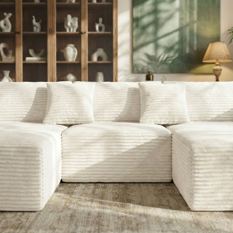 Boneless 106" U-Shaped Sectional Sofa, Ultra-Cozy Cloud Couch Deep Seating Sectional with Ottomans | Perfect for Living Rooms