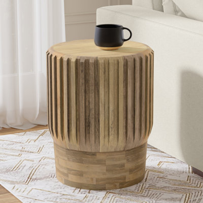 Simpli Home Lyall 16"w Solid Mango Wood Contemporary End Table With Fluted Sides In Natural