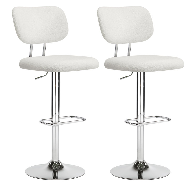 Swivel Adjustable Height Bar Stools with Footrest and Thick Cushion for Kitchen Island Dining Room(Set of 2), White/Gray