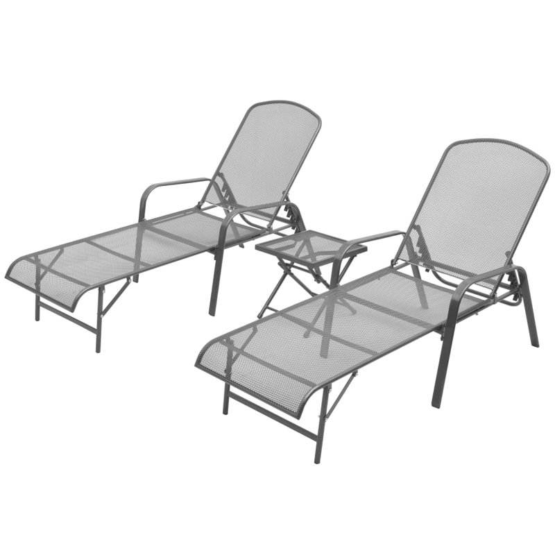 Chaise longue d'extérieur en métal - ensemble de 2