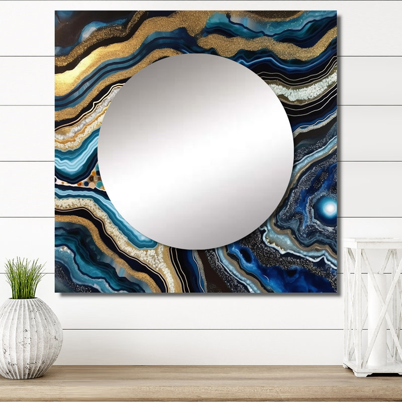Ernesha - Miroir carré à décor de pierre, 36 po x 36 po