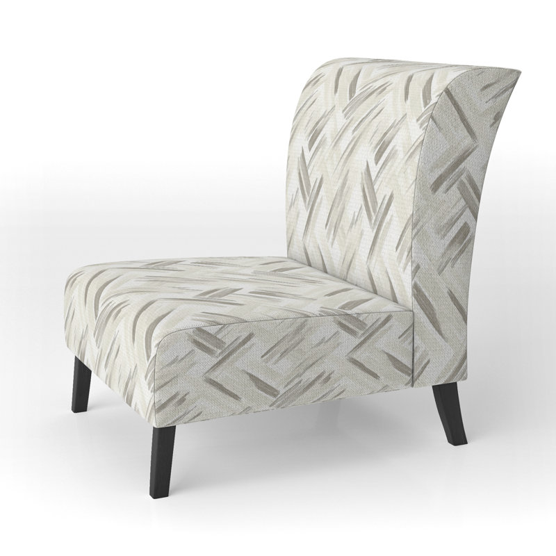 Fauteuil de chambre rayé et rembourré gris, Pantoufle sans accoudoirs