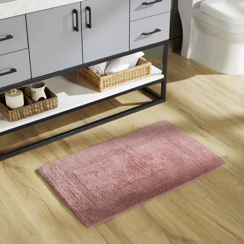 Rozanne Reversible Cotton Bath Rug, Pink, 21" x 34" Rectangle