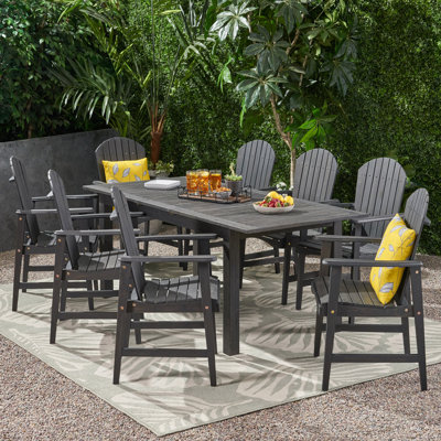 Gabaldon Outdoor Acacia Wood 9 Piece Dining Set