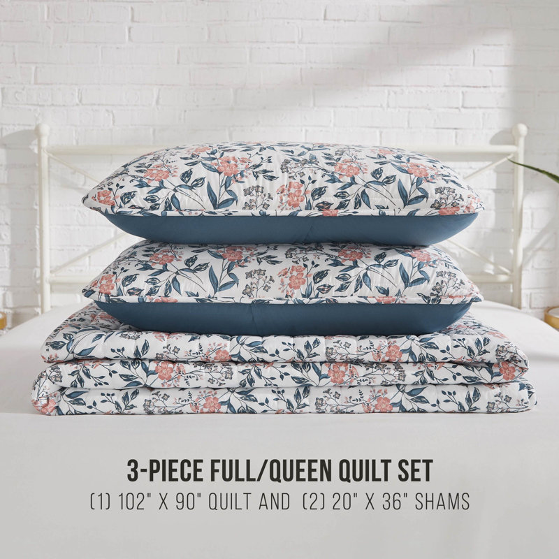 Lucky Brand Vintage Charm Reversible Quilt Sets, Full/Queen