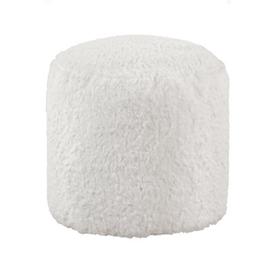 Modern Pouf Faux Fur Fabric Upholstered Ottoman, Footstool, Non-Slip Floor Pouf, Bean Bag Chair, 1Pc Sitting Pouf