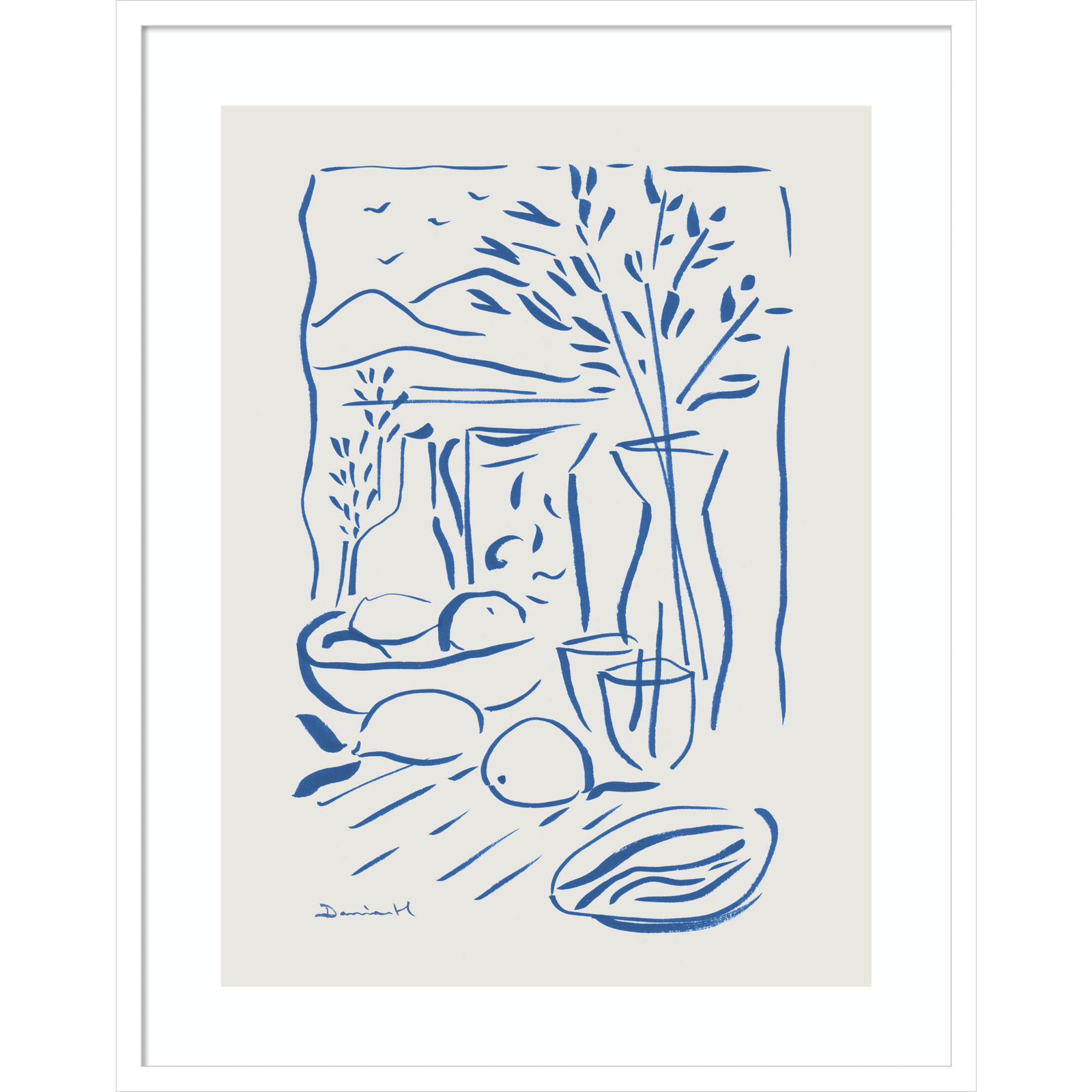 Cleve "Mediterranean View" Print, White Framed, 33" H x 26" W