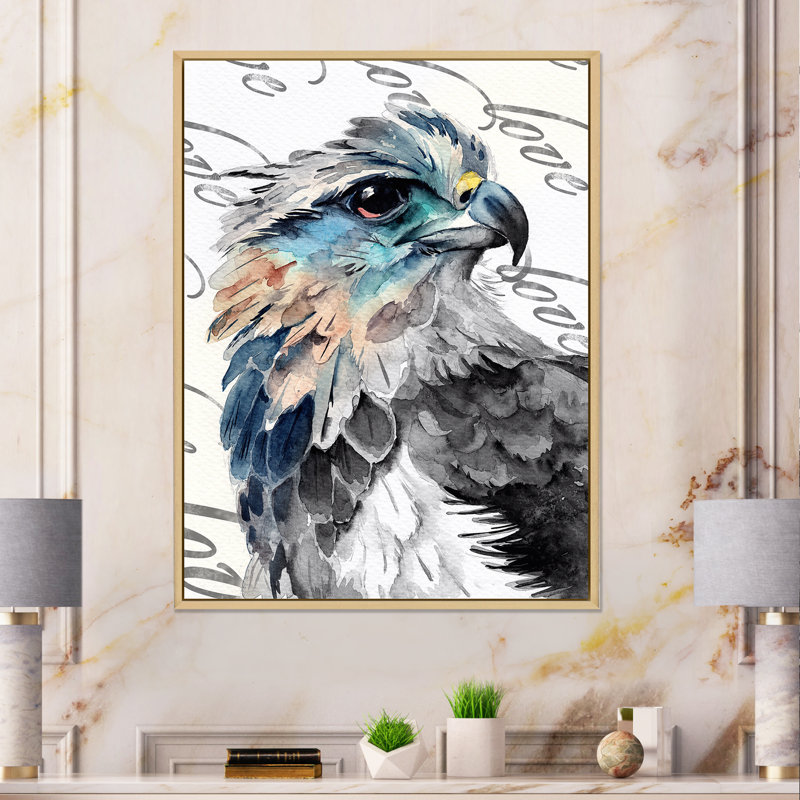 Eagle Head With Bright Eye " Eagle Head With Bright Eye " Painting Print, Gold Floater Frame, 40" H x 30" W x 1.5" D
