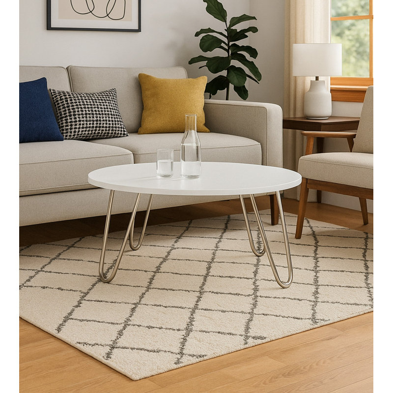 Calina Four Leg Coffee Table, White, Silver